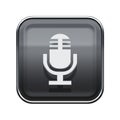 Microphone icon glossy grey.