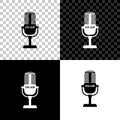 Microphone icon isolated on black, white and transparent background. On air radio mic microphone. Speaker sign. Vector Royalty Free Stock Photo