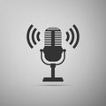 Microphone icon isolated on grey background. On air radio mic microphone. Speaker sign Royalty Free Stock Photo