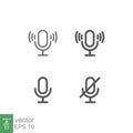 Microphone icon in loudspeaker volume, mute, unmute, turn off, turn on music sound