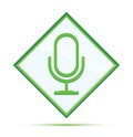 Microphone icon modern abstract green diamond button Royalty Free Stock Photo