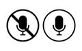Microphone icon with mute and active states in various colors Royalty Free Stock Photo