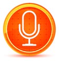 Microphone icon natural orange round button Royalty Free Stock Photo