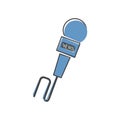 Microphone icon with a news symbol cartoon style on white isolated background Royalty Free Stock Photo