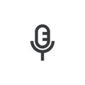 Microphone icon. Outline icon. Vector recorder symbol. Record sign. Interface button. Element for design search app chat messenger