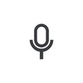 Microphone icon. Outline icon. Vector recorder symbol. Record sign. Interface button. Element for design search app chat messenger