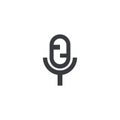 Microphone icon. Outline icon. Vector recorder symbol. Record sign. Interface button. Element for design search app chat messenger