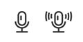 Microphone icon pictogram line outline linear art vector or mic symbol as radio podcast and voice over sound record ui icon Royalty Free Stock Photo