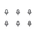 Microphone icon set. Outline icon. Vector recorder symbol. Record sign. Interface button. Element for design search app chat