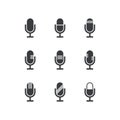 Microphone icon set. Vector recorder symbol. Microphone shape. Record sign. Interface button. Element for design search app chat