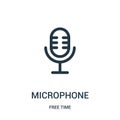 microphone icon vector from free time collection. Thin line microphone outline icon vector illustration. Linear symbol for use on