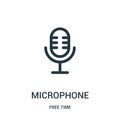 microphone icon vector from free time collection. Thin line microphone outline icon vector illustration. Linear symbol for use on