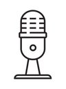Microphone icon vector in thin line style. Voice over sign. Microphone symbol for audio podcast broadcast Royalty Free Stock Photo
