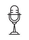 Microphone icon vector in thin line style. Voice over sign. Microphone symbol for audio podcast broadcast Royalty Free Stock Photo