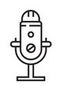 Microphone icon vector in thin line style. Voice over sign. Microphone symbol for audio podcast broadcast Royalty Free Stock Photo