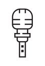 Microphone icon vector in thin line style. Voice over sign. Microphone symbol for audio podcast broadcast Royalty Free Stock Photo