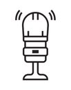 Microphone icon vector in thin line style. Voice over sign. Microphone symbol for audio podcast broadcast Royalty Free Stock Photo