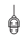 Microphone icon vector in thin line style. Voice over sign. Microphone symbol for audio podcast broadcast Royalty Free Stock Photo