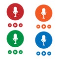 Microphone icons on color background. Vector illustration
