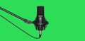 Microphone isolated on green background. Condencer Mic Royalty Free Stock Photo