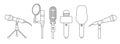 Microphone isolated outline set icon. Vector outline set icon music equipment. Vector illustration microphone on white Royalty Free Stock Photo