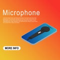 Microphone isometric icon, audio speech symbol, record concert sign, web button design, karaoke flat speak Royalty Free Stock Photo