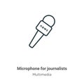 Microphone for journalists outline vector icon. Thin line black microphone for journalists icon, flat vector simple element Royalty Free Stock Photo