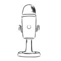 Microphone for Karaoke, doodle style sketch illustration, hand drawn, vector Royalty Free Stock Photo