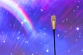 Microphone with led ighting background in concert hall Royalty Free Stock Photo