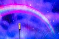 Microphone with led ighting background in concert hall Royalty Free Stock Photo