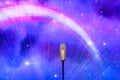 Microphone with led ighting background in concert hall Royalty Free Stock Photo