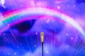 Microphone with led ighting background in concert hall Royalty Free Stock Photo