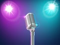 Microphone in the light of two spotlights Royalty Free Stock Photo