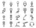 Microphone linear icons set