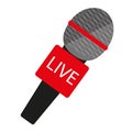 Microphone icon. Live news vector template .Concept of journalism. Reportage. Flat style, on a white background. Vector Royalty Free Stock Photo