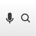 Microphone and magnifier icon isolated on transparent background. Element for design search, app, chat, messenger or websit