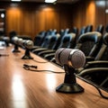 Microphone in meeting room,Modern meeting room interior,AI generated Royalty Free Stock Photo