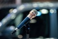 Microphone in meeting room use for amplify talk Royalty Free Stock Photo