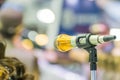 Microphone in meeting room use for amplify talk Royalty Free Stock Photo