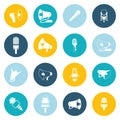 Microphone and megaphone icons flat Royalty Free Stock Photo