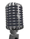 Microphone metal vintage isolated on white . 3d render illustration. Royalty Free Stock Photo