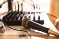 Microphone, Mixer, and Related Music Equipment Royalty Free Stock Photo