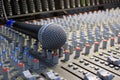 Microphone on the mixing desk Royalty Free Stock Photo