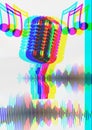 Microphone on music notes colorful background