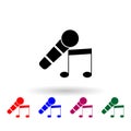 Microphone and musical note multi color icon. Simple glyph, flat vector of theatre icons for ui and ux, website or mobile Royalty Free Stock Photo