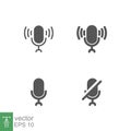 Microphone in mute and unmute, disable and unable speaker symbol for recording audio sing Royalty Free Stock Photo