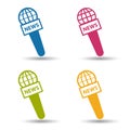 Microphone News For Journalists - Colorful Vector Icon Set - Isolated On White