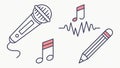 Microphone, notes, pencil, symbolizing creative expression and artistic tools, vector design Generative AI Royalty Free Stock Photo