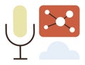 Microphone with Network Diagram and Cloud Illustrating Communication and Connectivity Themes Royalty Free Stock Photo