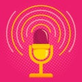 Microphone on pink halftone background